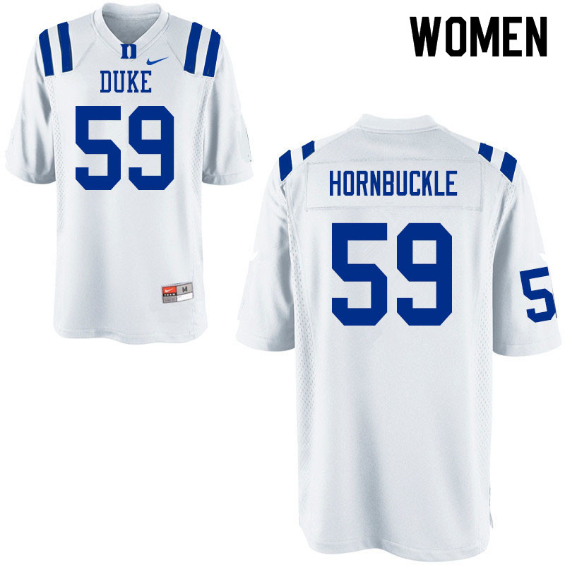 Women #59 Tre Hornbuckle Duke Blue Devils College Football Jerseys Sale-White
